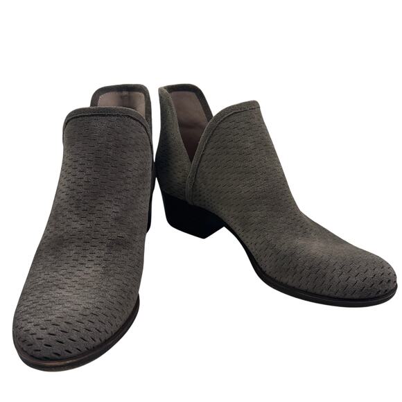 Lucky Brand Shoes - Lucky Brand Baley Suede Perforated Cut Out Sides Block Heel Booties Women's 8.5